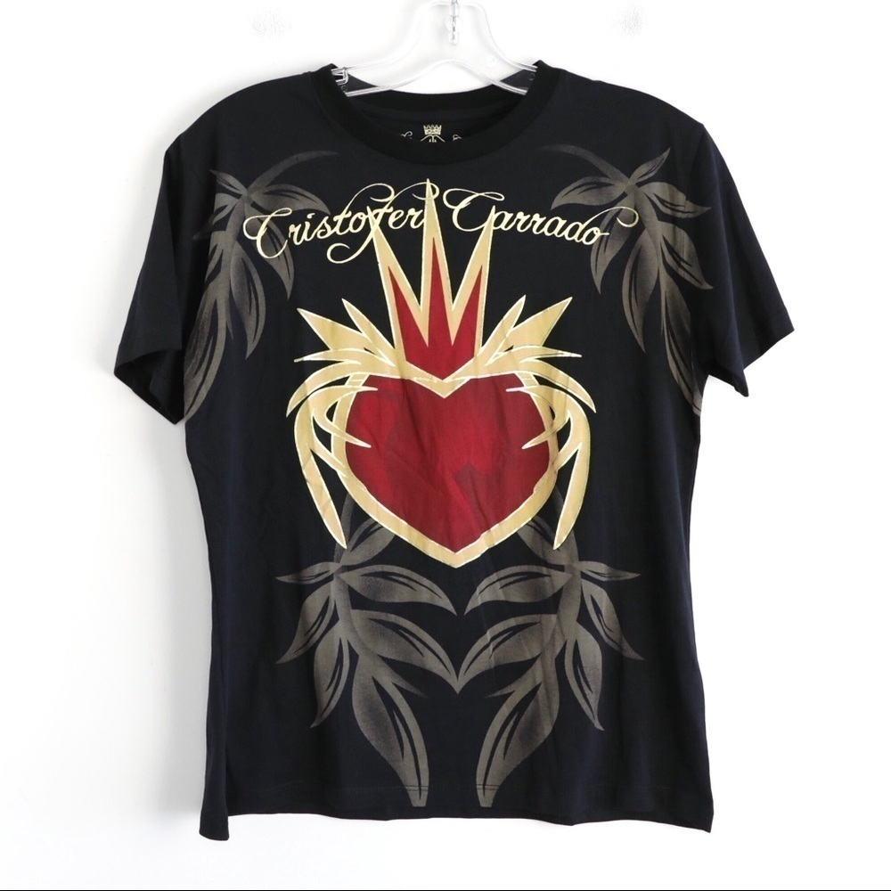 NWOT Cristofer Carrado punk heart logo graphic tee festival designer biker moto